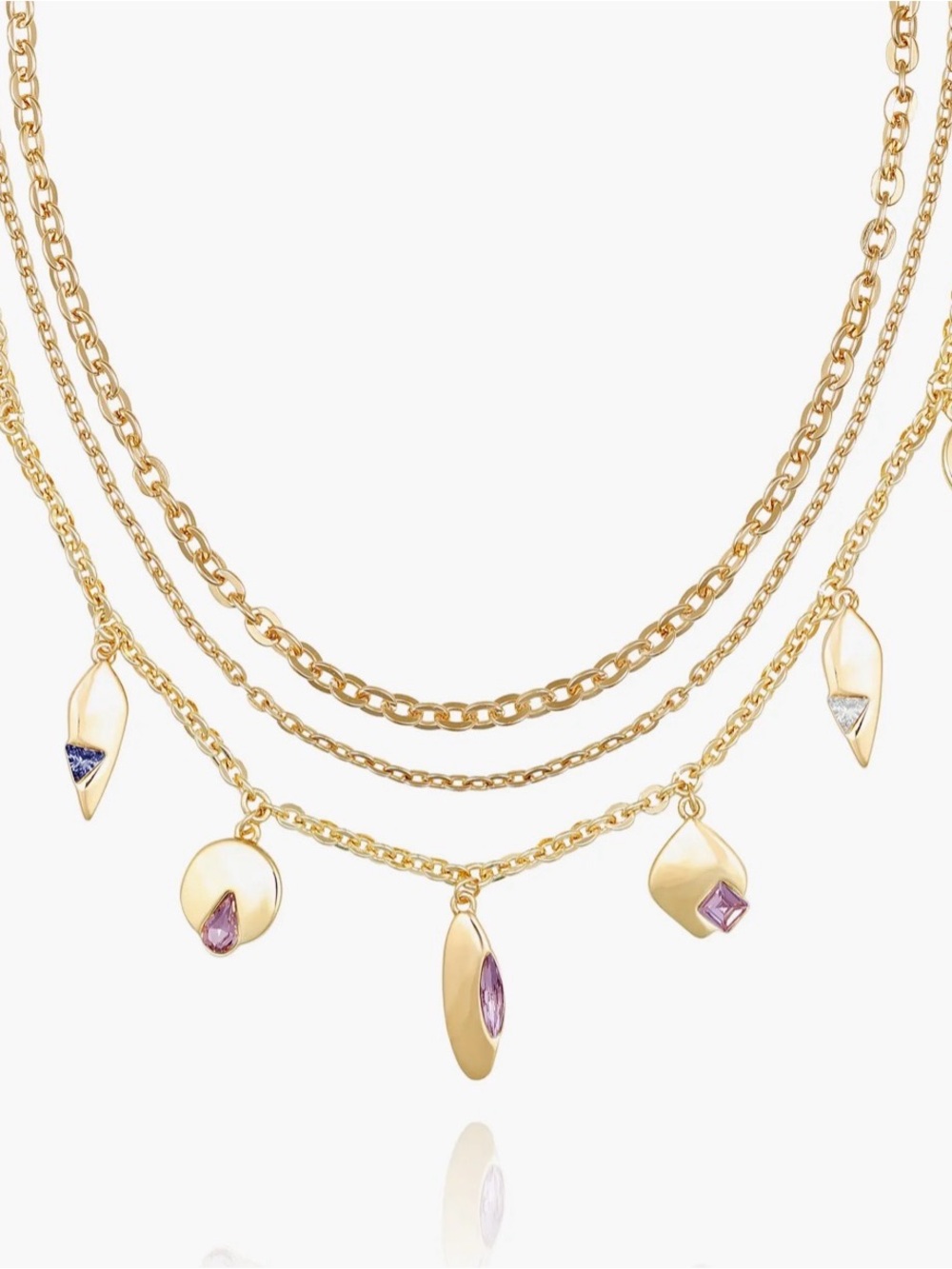 NWOT Vince Camuto Set of 3 Crystal Charm & Chain Necklaces